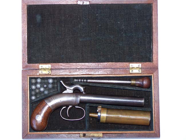 A Cased Allen & Wheelock .32 cal Double Barreled Pistol circa 1857-1864 — image 4